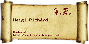 Heigl Richárd névjegykártya